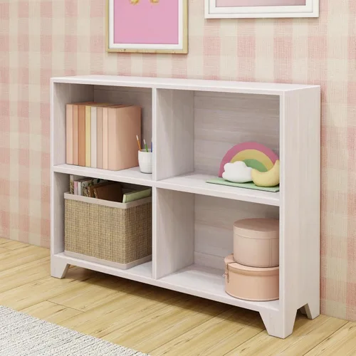 Miniatura 9 de Max & Lily Estantería moderna de 2 estantes, de madera maciza para dormitorio de niños, color marrón madera de granero Barnwood Marrón