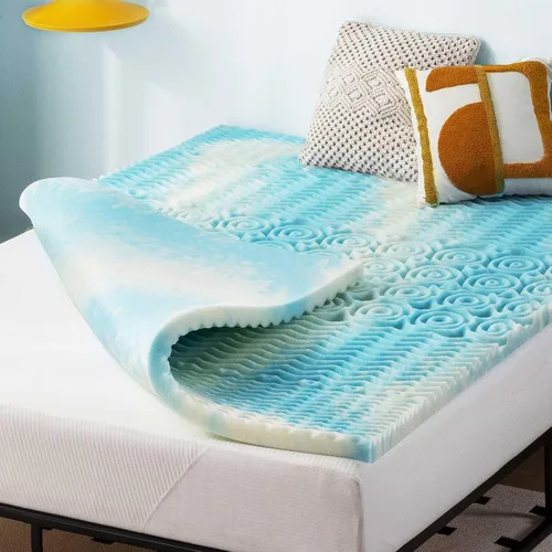 Best Price Mattress - Cubrecolchón de espuma viscoelástica de 2 pulgadas con 5 zonas, con gel en espiral Aerobreeze, certificado CertiPUR-US, Dorm
