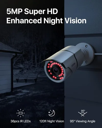 Miniatura 3 de ZOSI Sistema de cámaras de seguridad para el hogar 4K 16CH PoE con disco duro de 4TB, NVR CCTV H.265 de 8MP de 16 canales, 12 piezas de cámaras IP