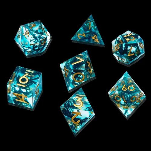 DND - Juego de dados de borde afilado, 7 piezas de dados poliédricos DND con exquisito embalaje de caja de hoja, ideal para juegos de rol y juegos
