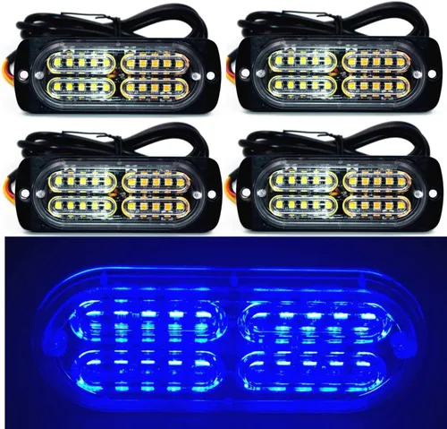 Miniatura 14 de Barra de luz estroboscópica ámbar impermeable de 12-24 V, 20 LED, con 32 intermitentes diferentes para automóvil, camión, SUV, camioneta, 4