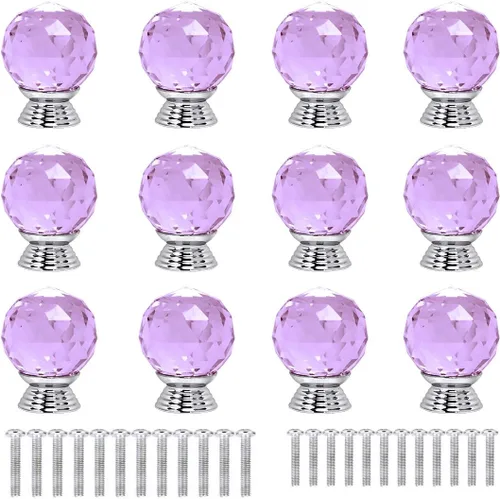 Miniatura 13 de 12 pomos de cristal de forma redonda de 1.18 pulgadas con tornillos, perilla de cajón para tirar, utilizada para cocina, tocador, puerta, armario