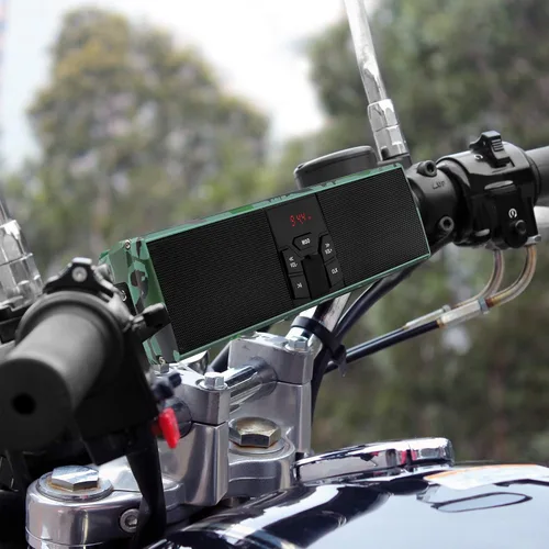 Miniatura 2 de GoHawk Altavoces de motocicleta Bluetooth impermeables, altavoces de manillar de motocicleta con luz LED, radio AUX/FM/puerto USB para motocicleta
