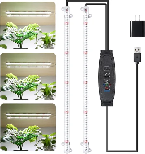 Miniatura 18 de Tiras de Luz LED para Crecimiento de Plantas de 8.6'', Espectro Completo 3500K Luz de Crecimiento para Plantas de Interior con Temporizador de Cálido