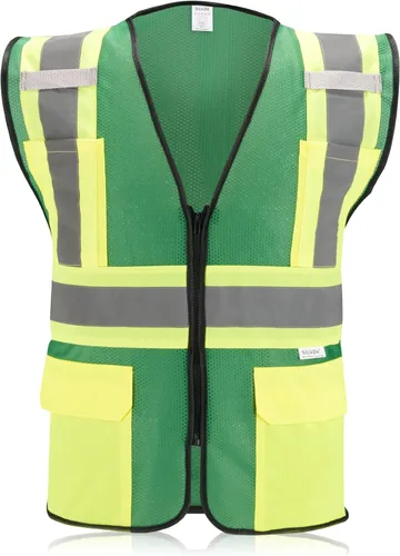 Miniatura 14 de Chaleco de seguridad reflectante de alta visibilidad con cierre y bolsillos O/Y Amarillo