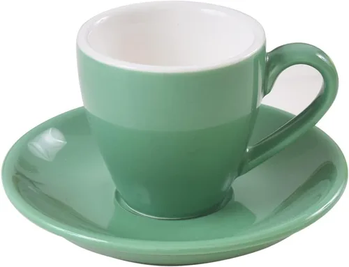 Miniatura 6 de Taza de café espresso de porcelana ionEgg con platillo, taza de café expreso, 80ml/2.7Oz, verde