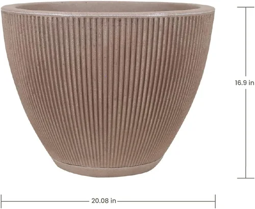 Miniatura 3 de ECOBO - Maceta redonda ecológica de 16.9 pulgadas, Garoa para uso en interiores y exteriores, duradera, versátil y ligera, diseñada por artesanos