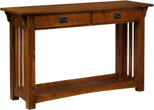Miniatura 12 de Leick Home Mesa de Consola Mission, Madera Maciza, 1 Cajón de Almacenamiento, Estante de Exhibición Inferior, Profundidad Estrecha, Fácil Montaje