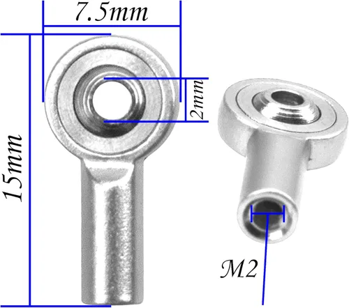 Miniatura 6 de Paquete de 10 varillas de acoplamiento de aluminio M2, rótula M2.0 de 0.59 pulgadas, soporte de cabeza de bola compatible con Tamiya Mini 4WD HSP