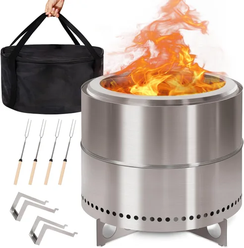 Miniatura 10 de GREENVINES Fogón sin humo 15 pulgadas Fogón de acero inoxidable Fogones portátiles para exteriores con soporte para camping Hoguera