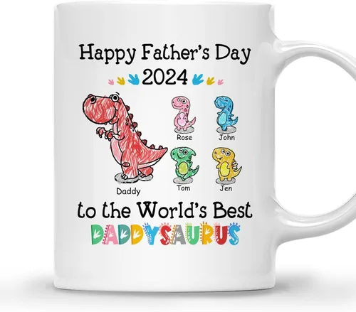 Miniatura 17 de GOSSBY Taza personalizada (1 dinosaurio bebé) ... Like a normal dad but more awesome - Taza personalizada para padres, dinosaurio para papá y bebé