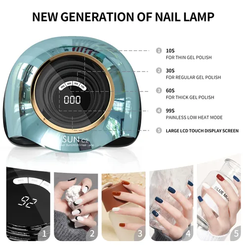 Miniatura 5 de Luz UV para Uñas 288W Lámpara de Uñas con 63 cuentas LED para esmalte de gel con pantalla LCD, sensor automático y 4 ajustes de temporizador