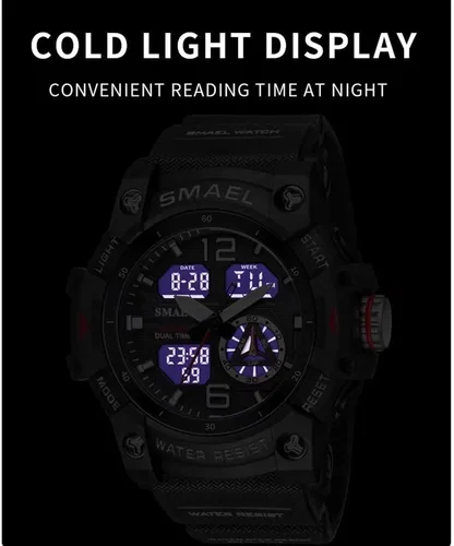 Miniatura 4 de SMAEL Reloj de pulsera militar para hombre, resistente al agua, para exteriores, deportivo, con fecha, multifunción, LED, con alarma y cronómetro