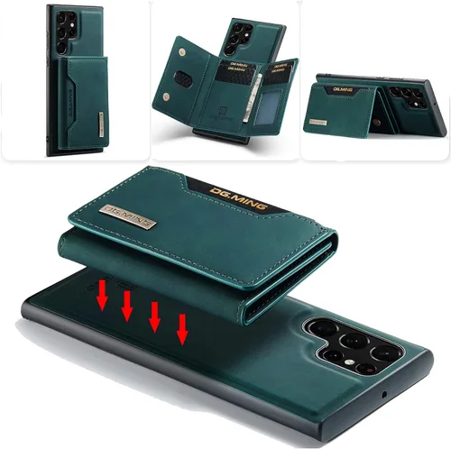 Miniatura 12 de Funda de cuero para Samsung Galaxy S22 Ultra 2 en 1 Funda magnética desmontable de protección trasera Funda delgada para teléfono con tarjetero Café