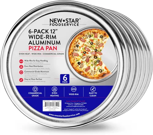 Miniatura 8 de New Star Foodservice 50868 Bandeja/Sartén para pizza, con borde ancho, de aluminio, 20.3 cm, paquete de 6
