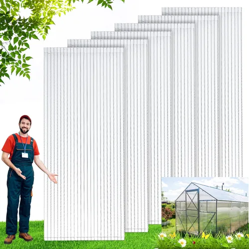 Miniatura 8 de Tatuo Paquete de 12 Paneles de Invernadero de Policarbonato de 4' X 2' X 0.32'' Láminas de Policarbonato Paneles de Techo de Doble Pared