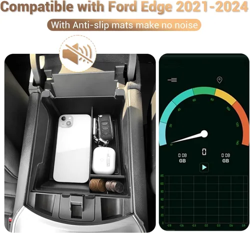 Miniatura 3 de Bandeja organizadora de consola central para Ford Edge 2024 2021-2024 Edge SE/SEL/ST-Line/Titanium/ST consola central de almacenamiento Bandeja