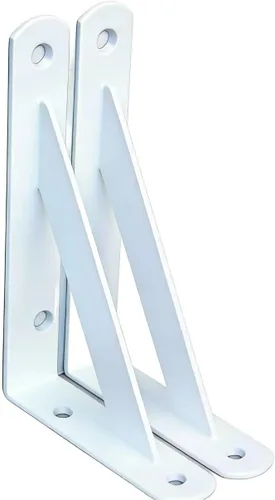 Miniatura 35 de Paquete de 16 soportes de estante resistentes negros de 20 pulgadas de largo x 12 pulgadas de alto con tornillos, soportes de estante de metal