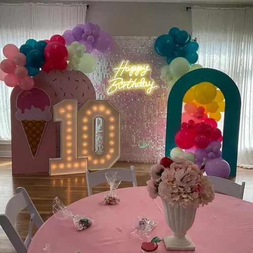 Miniatura 6 de Letrero LED de neón de feliz cumpleaños, luz nocturna, decoración de fiesta de cumpleaños, blanco cálido, funciona con USB, decorativo para telón