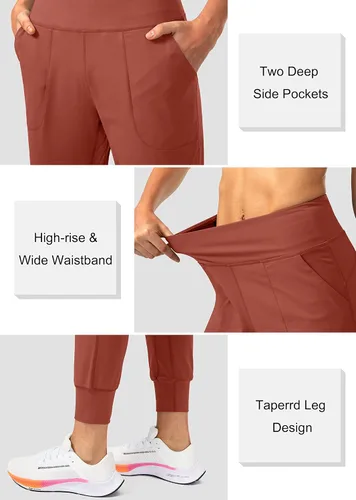 Miniatura 4 de Soothfeel - Pantalones deportivos para mujer con bolsillos de cremallera y cintura alta, pantalones deportivos para entrenamiento y yoga