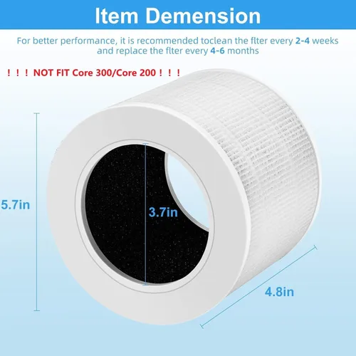 Miniatura 2 de 6 paquetes de filtro de repuesto Core Mini para purificador de aire LEVOIT, filtros 3-en-1 de grado H13 compatibles con LEVOIT Air Purifier Core 6