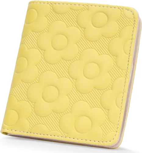 Miniatura 11 de Billetera para mujer, delgada y pequeña, billetera compacta con RFID, plegable, compacta, para mujer, cartera de cuero en relieve 3D con soporte