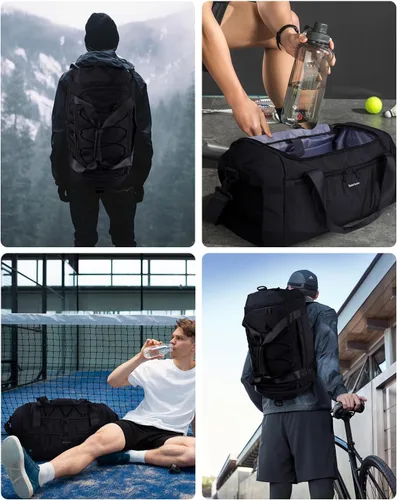 Miniatura 3 de Sportsnew Bolsa de gimnasio para hombres y mujeres con compartimento para zapatos, bolsa de lona para viajes con bolsillo húmedo y compartimento