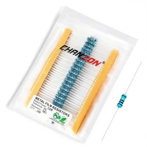 Miniatura 7 de Chanzon - 100 resistencias de película metálica 1/2 W (0.5 W) 10 Ω ohmios ±1% de tolerancia 10R MF, resistencias de agujero pasante con limitación