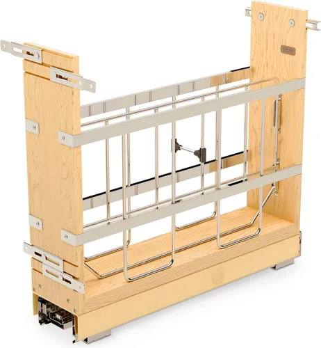 Rev-A-Shelf Estante organizador de utensilios para hornear de madera extraíble de 5 pulgadas para gabinetes de cocina base con cierre suave y