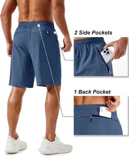 Miniatura 120 de TACVASEN Pantalones cortos deportivos para correr para hombre, 9 pulgadas, de secado rápido, pantalones cortos ligeros de verano, 3 bolsillos