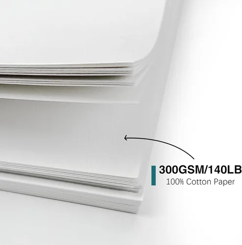 Miniatura 2 de Paquete de 30 tarjetas de acuarela en blanco con sobres de 5 x 7 pulgadas, 140 libras/10.58 oz/m², 100 % algodón, no plegado, sin ácidos, papel