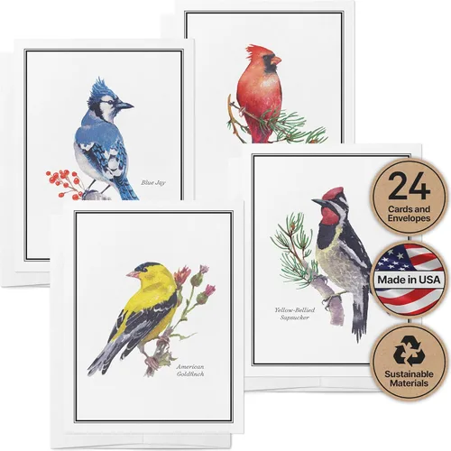 Miniatura 11 de Twigs Paper - Tarjetas de felicitación de aves americanas surtidas - Tarjetas de papelería con sobres, tarjeta de agradecimiento, tarjetas de notas