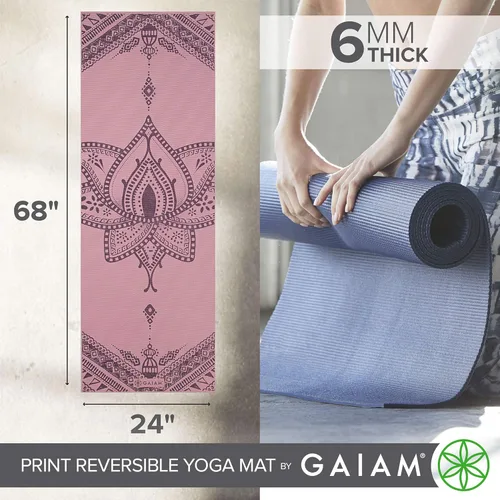 Miniatura 4 de Gaiam tapete de yoga prémium, estampado, extra grueso y antideslizante, de 15/64 pulgadas, para todo tipo de yoga, de pilates y de ejercicios