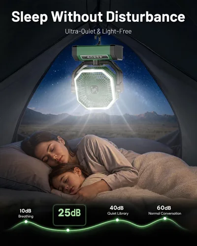 Miniatura 6 de Allsion Ventilador portátil de 24000 mAh alimentado por batería con control remoto y LED, flujo de aire fuerte de 4 velocidades, ventilador