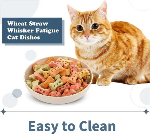 Miniatura 6 de Tioncy 24 cuencos de comida para gatos de 5.5 pulgadas, para aliviar la fatiga, plato de comida para gatos poco profundo y ancho para mascotas, Four