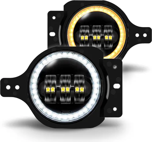 Miniatura 12 de TRUE MODS Luces antiniebla LED de 4 pulgadas 60W color ámbar de repuesto para parachoques delantero de plástico de Jeep Wrangler JK JKU 2007-2018