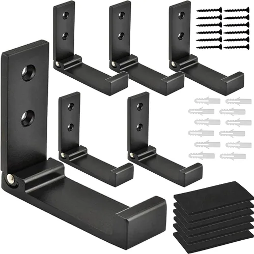 Miniatura 10 de Ganchos plegables para abrigos, ganchos plegables de pared para colgar de aleación de aluminio, colgador de tela, soporte para auriculares, gancho