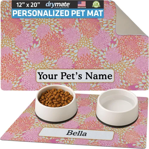 Miniatura 19 de Drymate Mantel individual personalizado para tazón de mascotas, tapete personalizado de alimentación de alimentos para perros y gatos, tela Lino