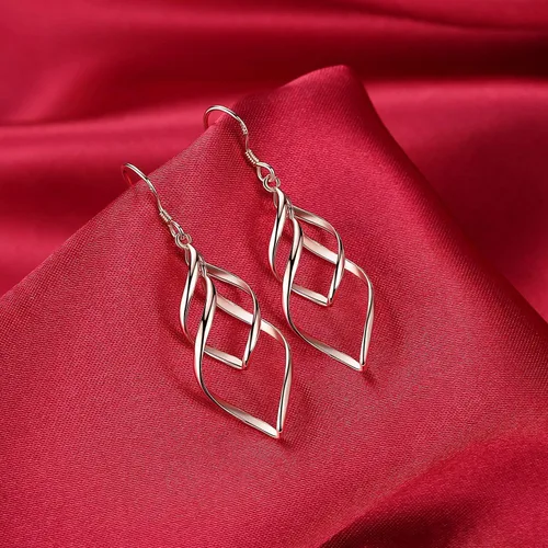 Miniatura 6 de Desimtion - aretes chapados en oro con forma de onda, plata fina