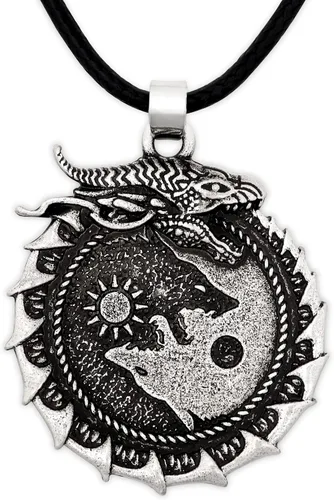 HAQUIL Collar vikingo, colgante nórdico Skoll Hati Wolf Sun Moon Ragnarok, regalo de joyería vikingo
