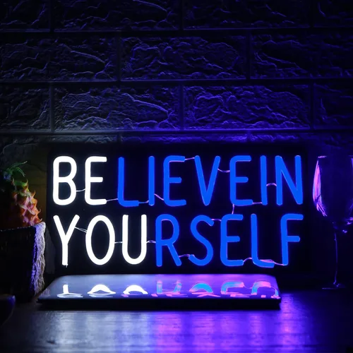 Miniatura 4 de Letrero de neón Believe in Yourself alimentado por USB para decoración de habitación, letrero de luz de neón LED regulable para dormitorio de niños