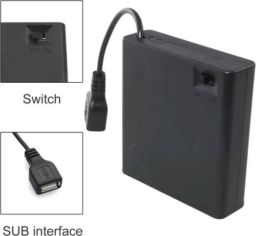 Miniatura 4 de USB hembra Socket 4 AA caja caja de batería titular con interruptor ON-Off