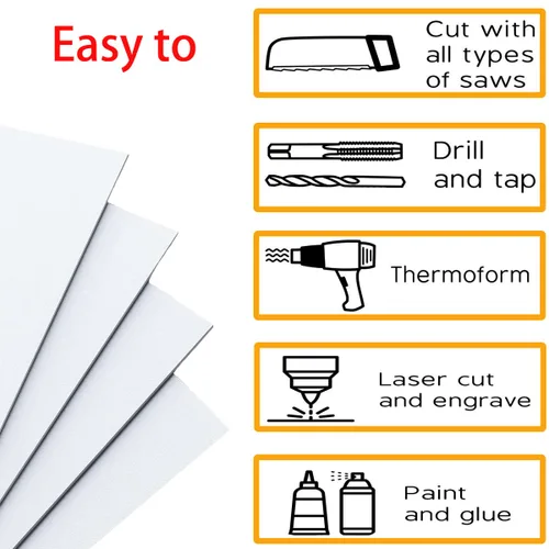 Miniatura 5 de Hojas de plástico ABS blanco de 16 x 12 x 1/16 pulgadas de grosor, flexible que el plexiglás moldeable que la lámina acrílica, paneles de plástico