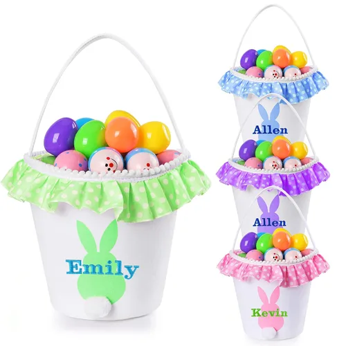 Miniatura 12 de Jocidea - Cesta de Pascua personalizada, paquete de 1 cestas de Pascua personalizadas para niñas y niños, cesta de Pascua personalizada para bebés