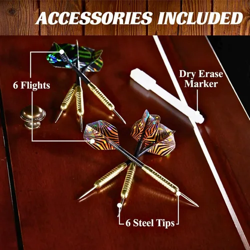 Miniatura 7 de Barrington Billiards Gabinete de dardos de madera Chatham con tablero de dardos de cerdas de 18" y juego de dardos con punta de acero