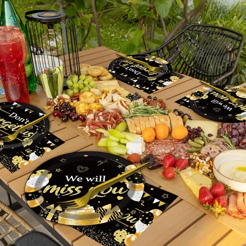 Miniatura 6 de 50 Invitados Lo Extrañaremos Platos y Servilletas Suministros de Fiesta Decoración de Despedida Juego Desechable de Vajilla de Pastel de Papel