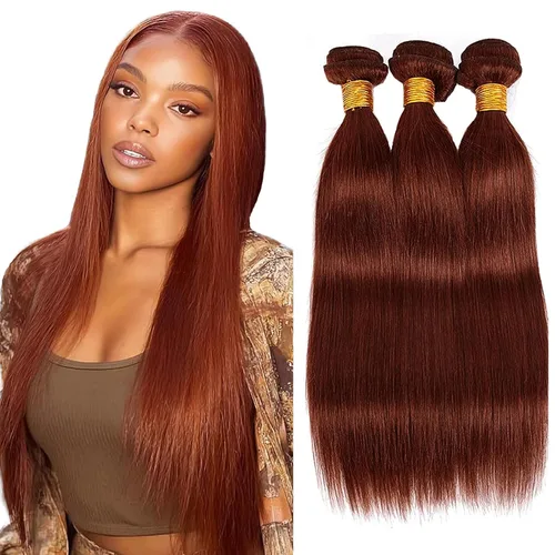 Miniatura 63 de Color 30 paquetes de cabello humano marrón onda del cuerpo paquetes 8 10 12 pulgadas brasileño virgen Remy extensiones de cabello humano doble trama