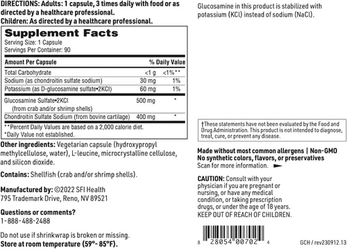 Miniatura 6 de Klaire Labs SFI Health Glucosamina Condroitina - Una combinación popular para apoyo articular, sin soja ni lácteos (90 cápsulas)
