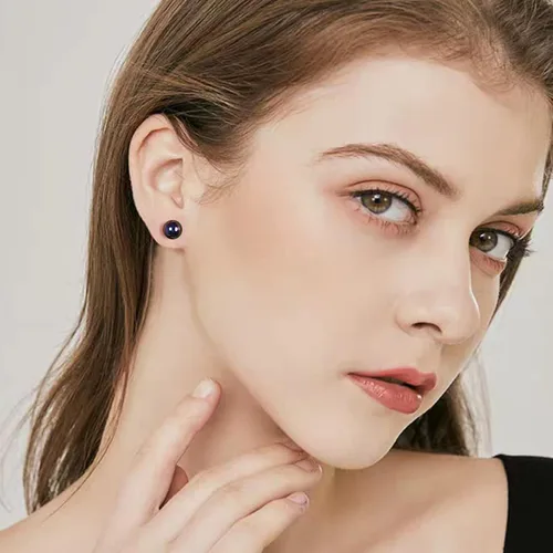 Miniatura 4 de Aretes de tuerca para mujer, aretes de perlas negras para mujer, hipoalergénicos, clásicos, redondos, regalo para madre, esposa, novia, día de San