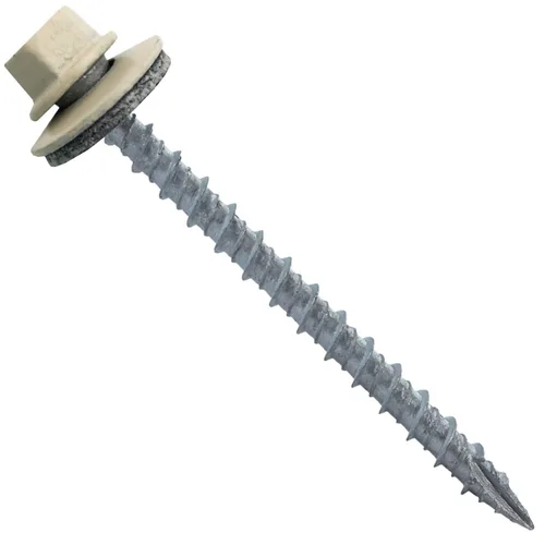 Miniatura 10 de 10 tornillos para techos de metal gris ABC de 2-1/2 pulgadas, cabezal de arandela hexagonal, arranque automático/roscado, arandela EPDM. 1 bolsa